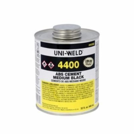 UNITED ELCHEM UNIWELD 4446S MEDIUM ABS CEMENT, 16 OZ, OPAQUE LIQUID, BLACK 4446S